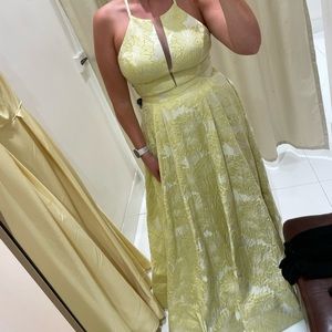 Yellow floral formal gown- brand new!